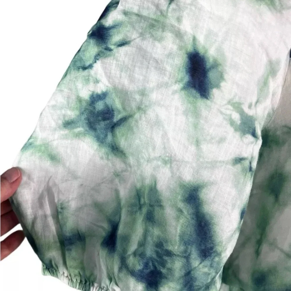Johnny Was gorgeous green Tie-Dye Puff Sleeve Dress size Large - Picture 5 of 7